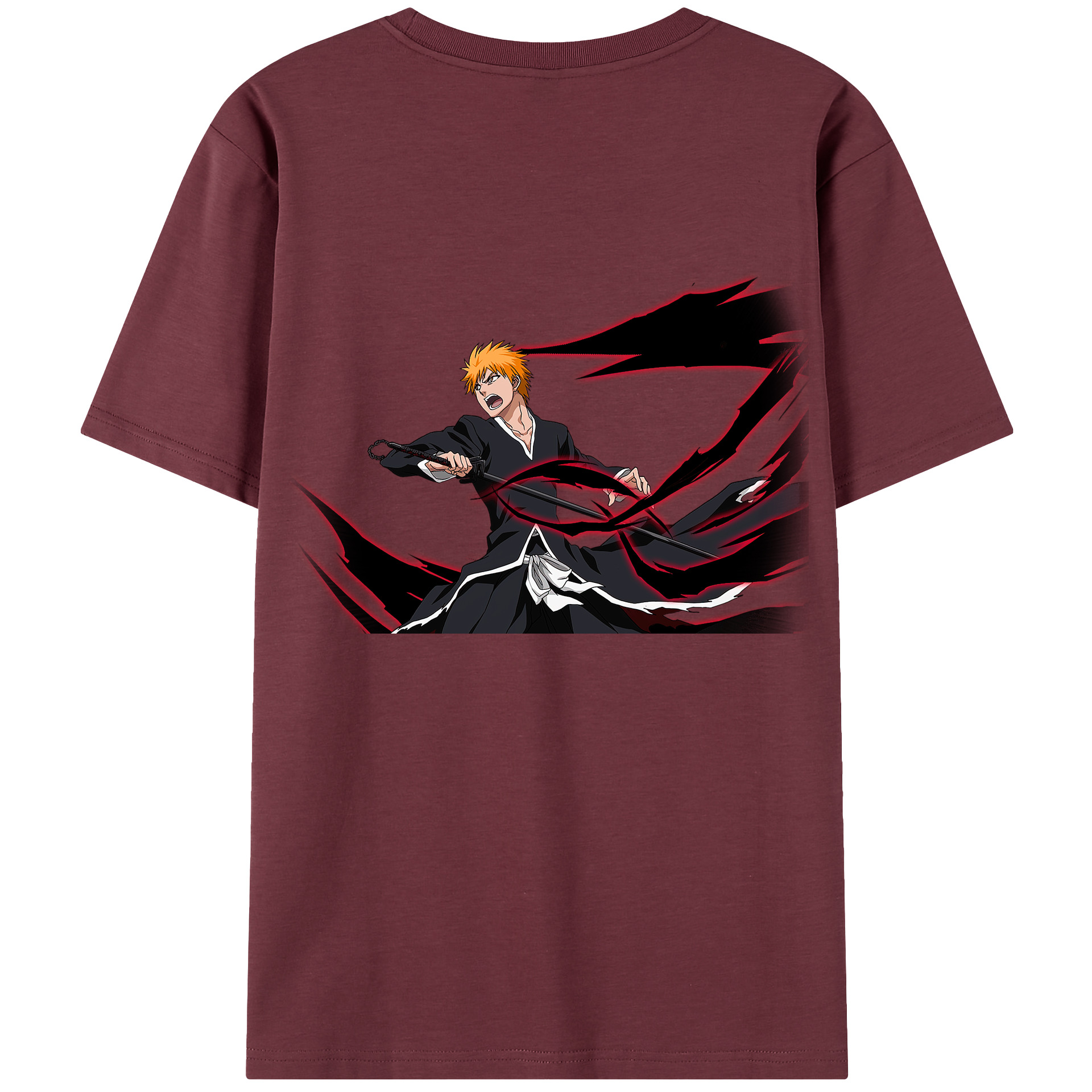 （画像用） ブリーチ 黒崎一護（くろさき いちご）BLEACH Kurosaki Ichigo 綿100％半袖Tシャツ（背面プリント）